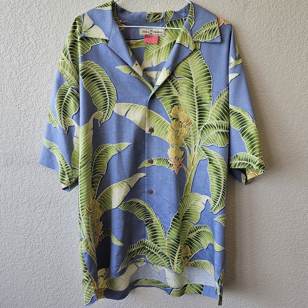 Tommy Bahama Blue Hawaiian Palm Leaf Camp Shirt